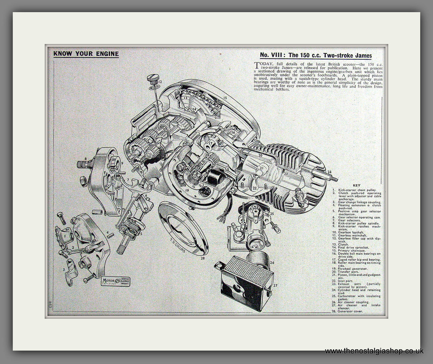 James 150 Scooter. Engine Illustration Original Advert 1960 (ref AD54178)