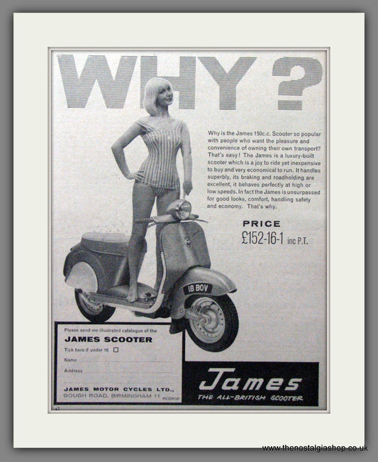 James Scooter 150cc. Original Advert 1961 (ref AD54174)