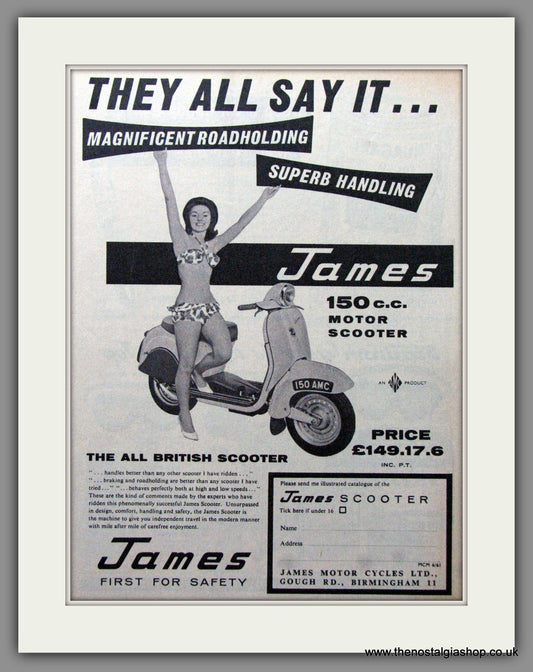 James Scooter 150cc. Original Advert 1961 (ref AD54175)