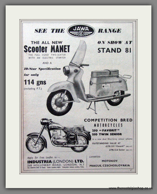 Jawa Manet Scooter. Original Advert 1960 (ref AD54192)