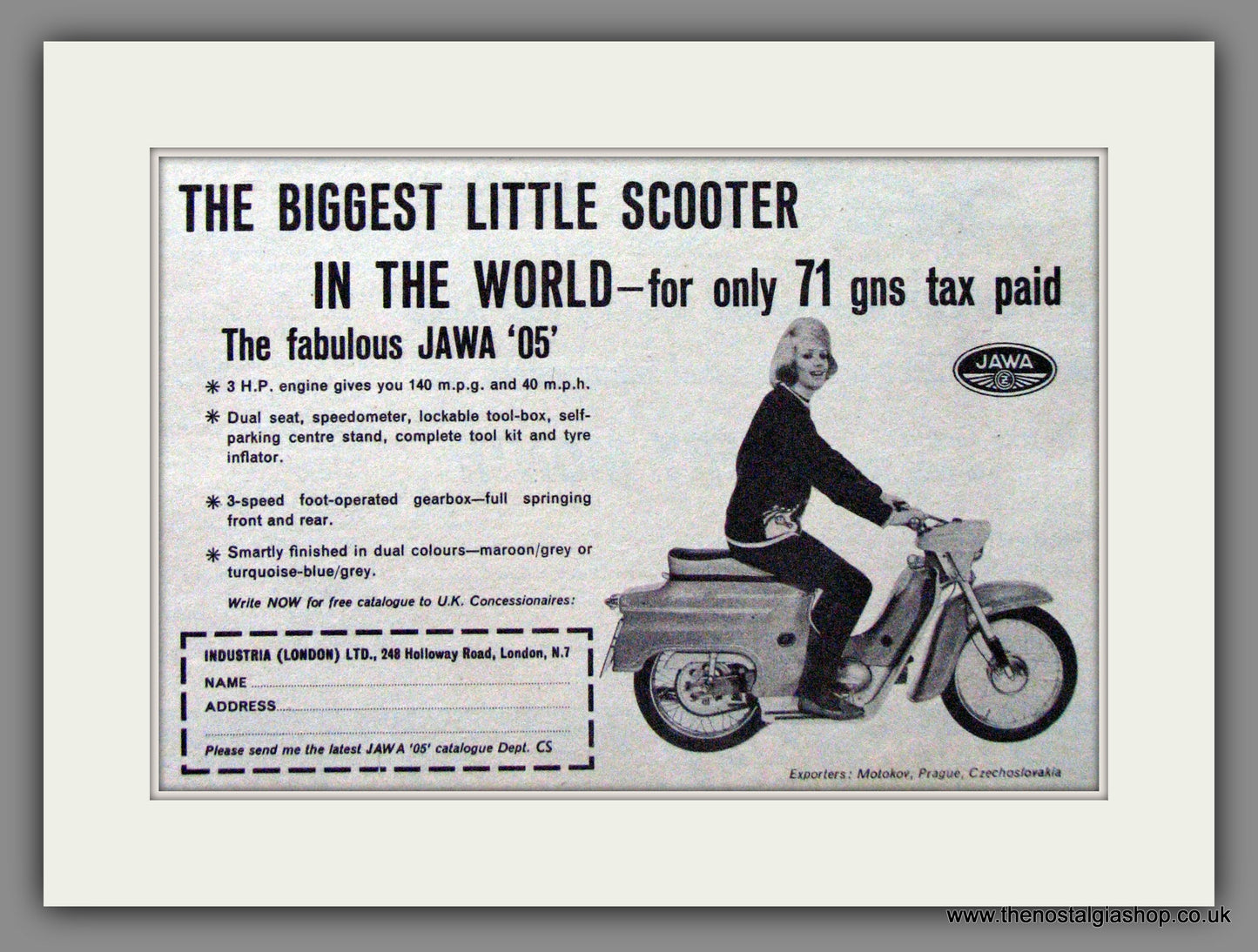 Jawa 05 Scooter. Original Advert 1960's (ref AD54190)