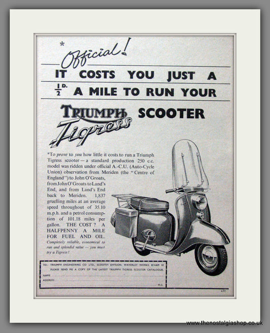Triumph Tigress Scooter. Original Advert 1960 (ref AD54195)