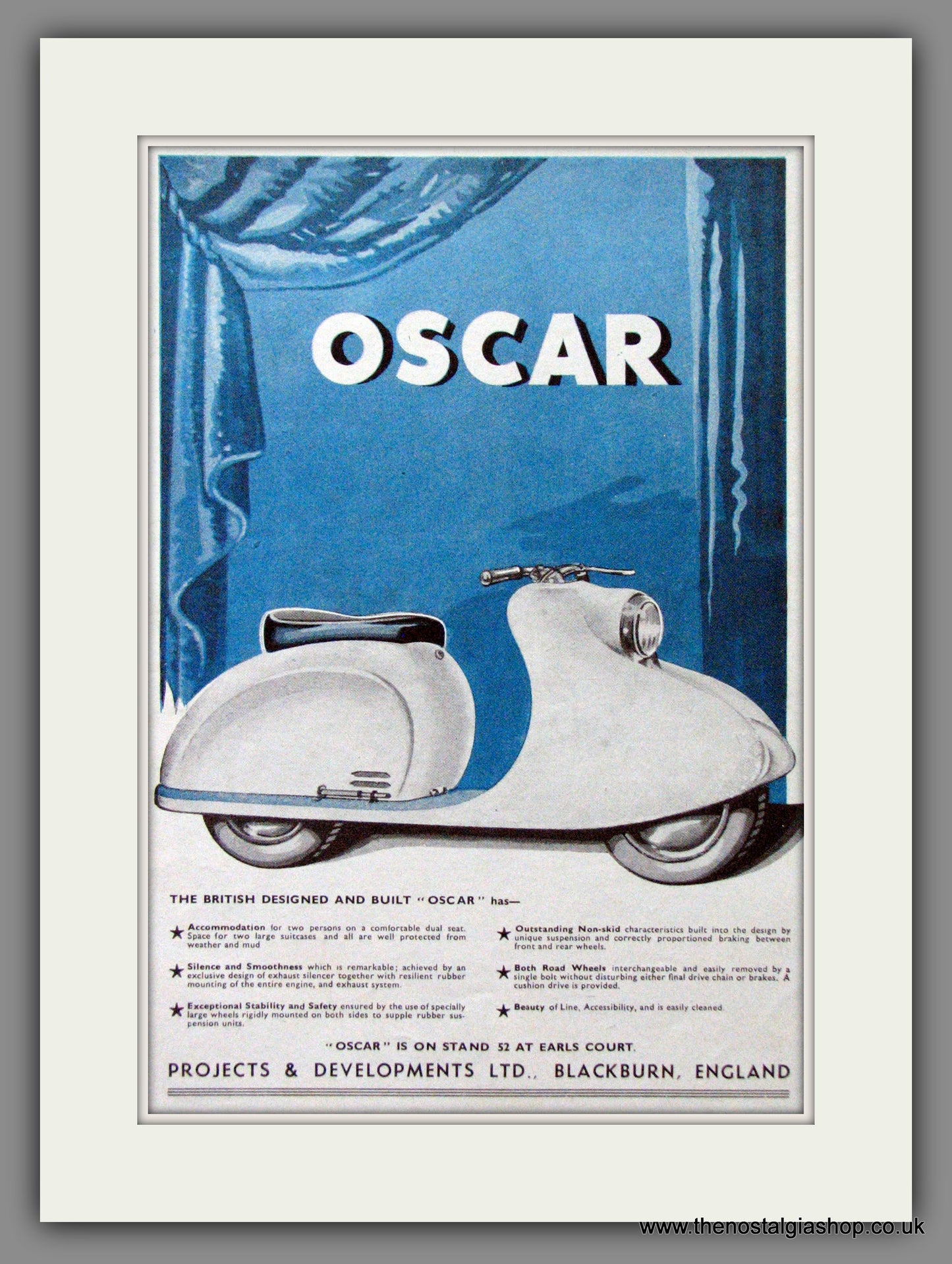 Oscar Scooter. Original Advert 1953 (ref AD54219)