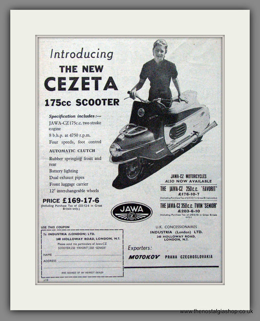 Jawa Cezeta 175cc Scooter. Original Advert 1958 (ref AD54220)