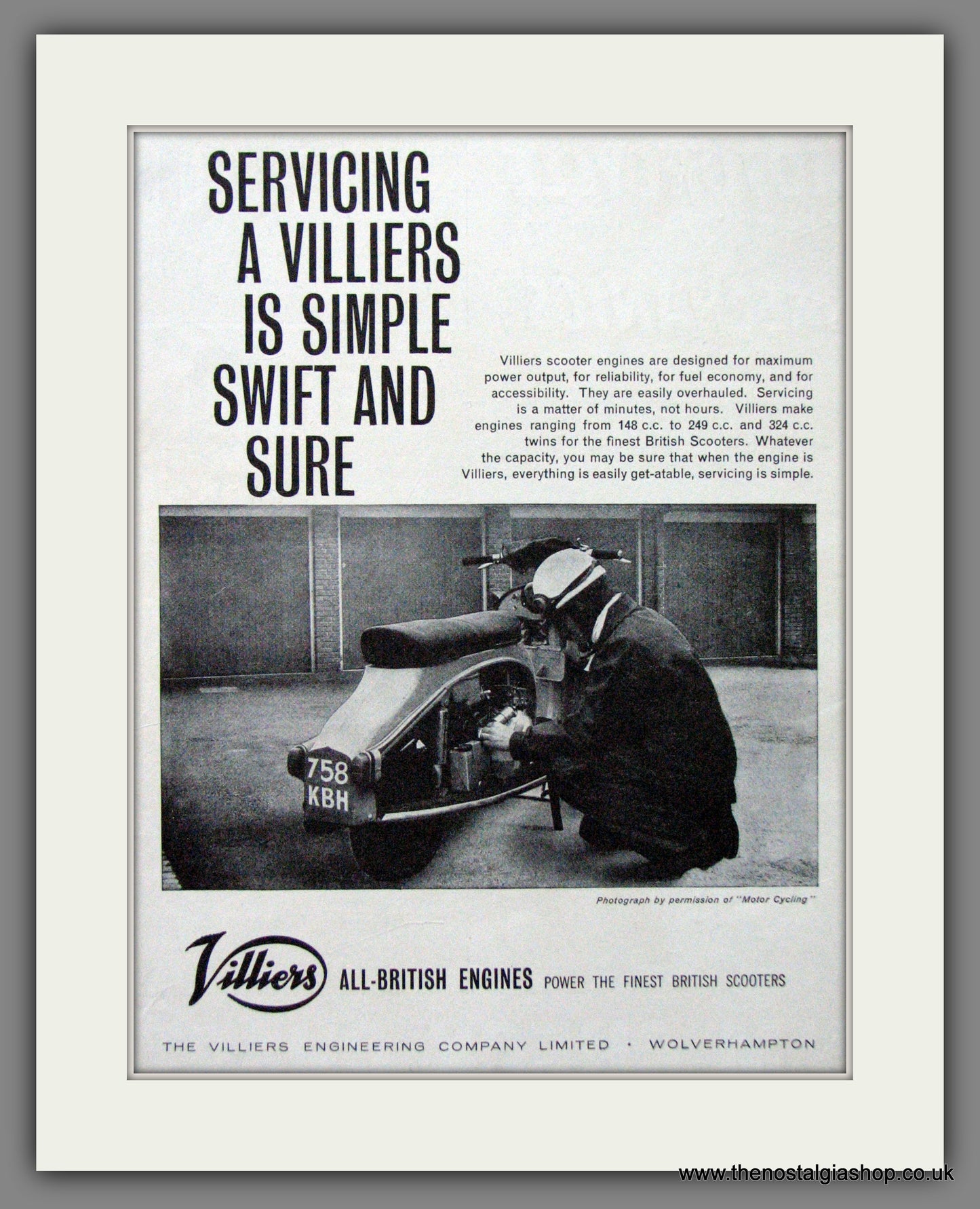 Villiers Engines for British Scooters. Original Advert 1961 (ref AD54224)