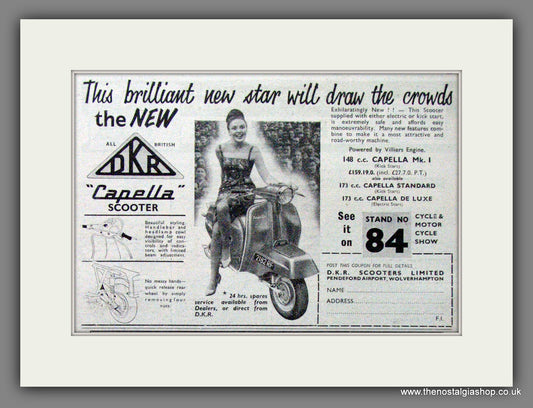 DKR Capella Scooter. Original Advert 1960 (ref AD54225)