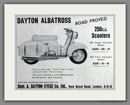 Dayton Albatross 250cc British Scooter. Original Advert 1958 (ref AD54230)