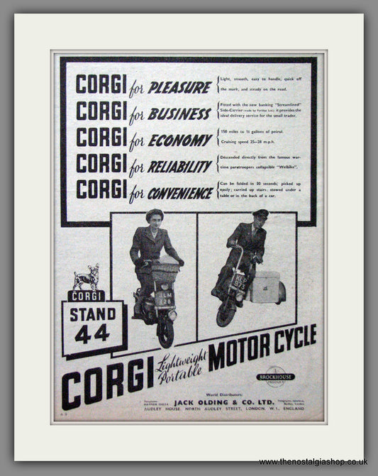 Corgi Lightweight Motorcycle/Scooter. Original Advert 1949 (ref AD54242)