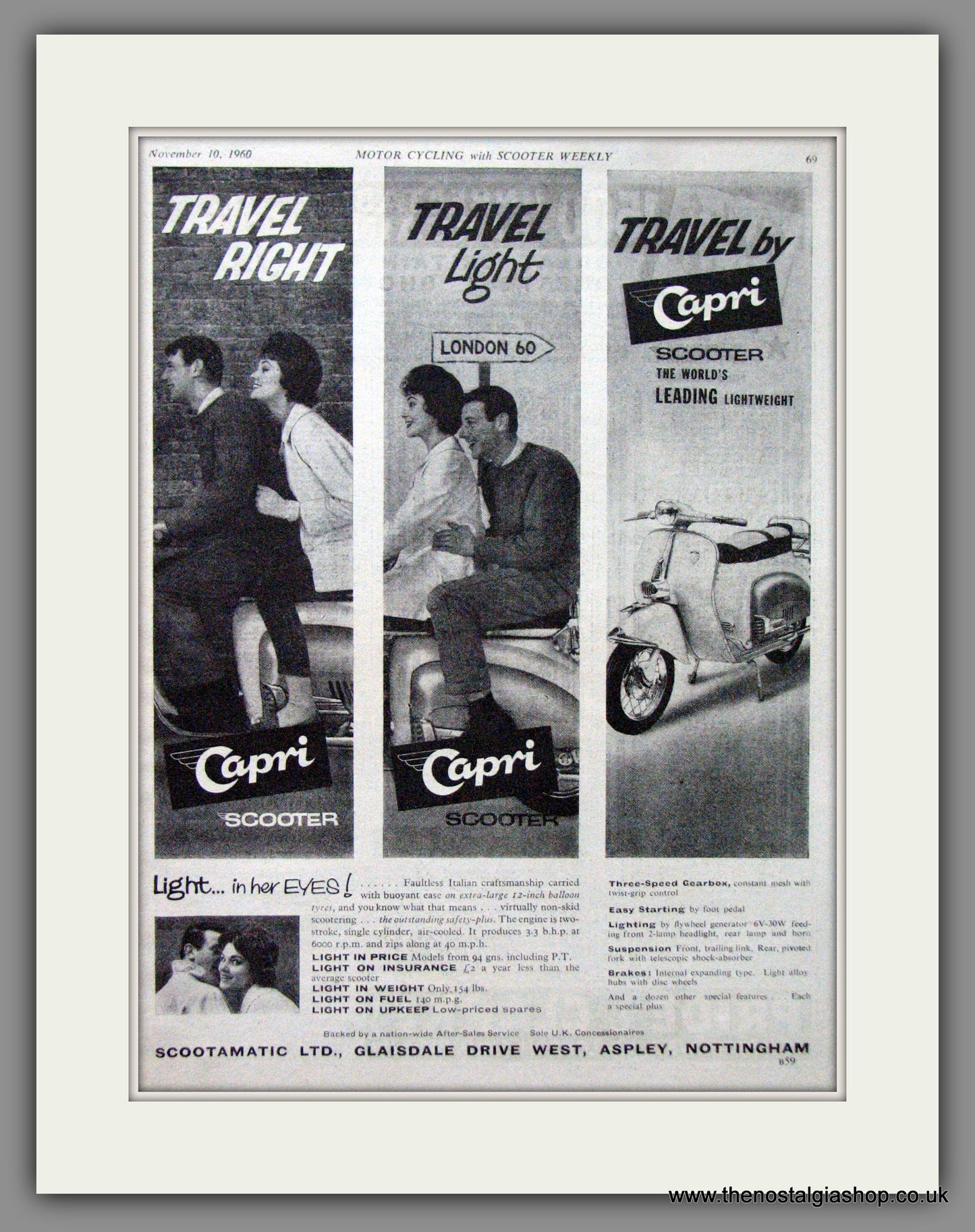 Capri Scooter. Original Advert 1960 (ref AD54244)
