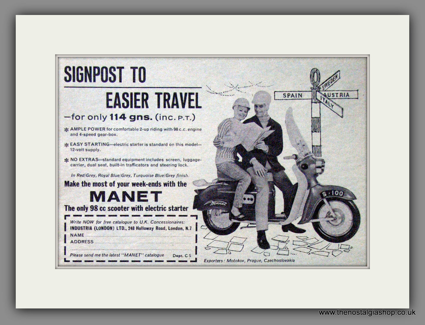 Manet Scooter. Original Advert 1964 (ref AD54247)