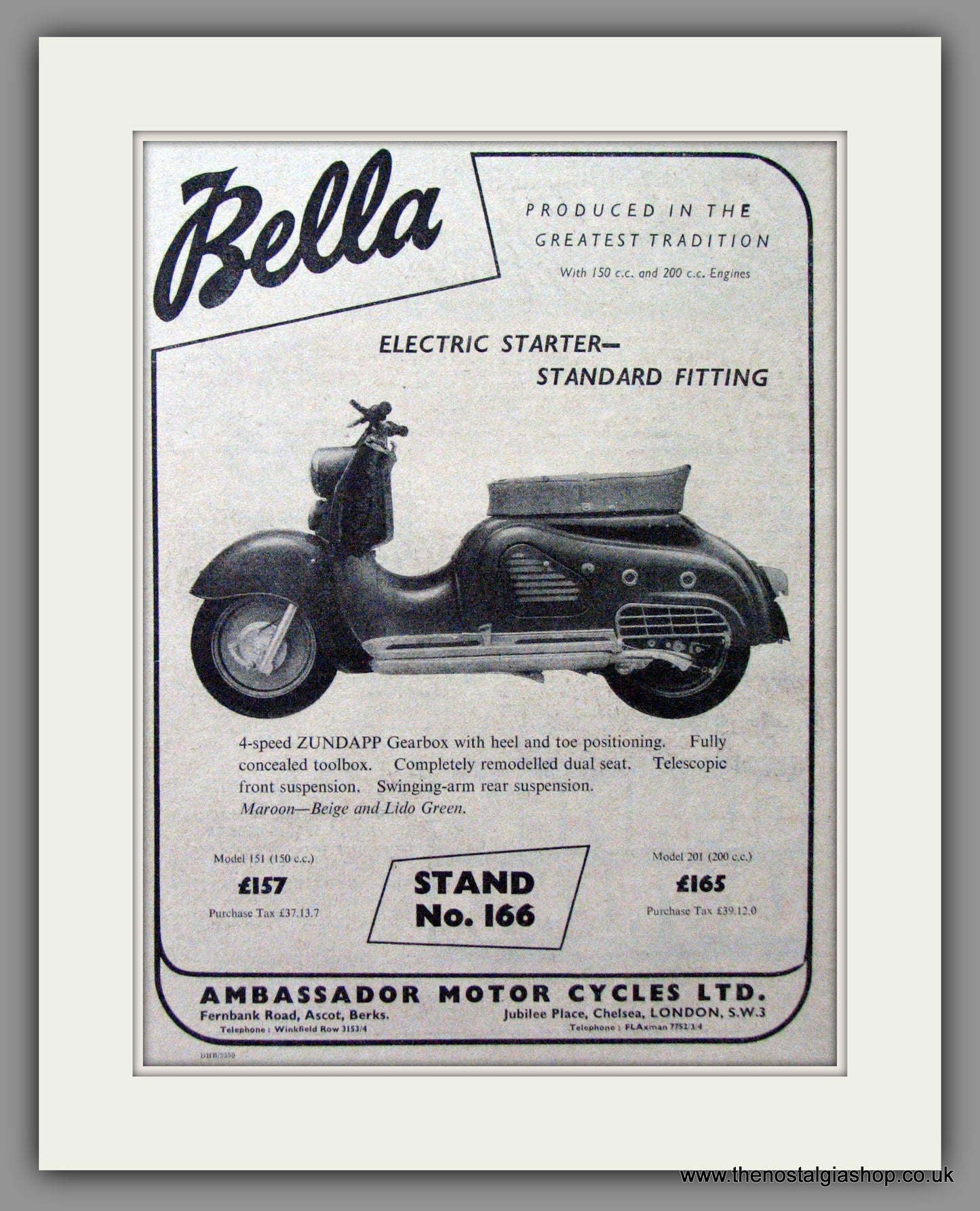Bella Scooter. Original Advert 1955 (ref AD54253)