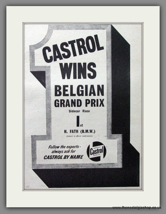 Castrol wins Belgian Grand Prix Sidecar Race. Original Advert 1960 (ref AD54258)
