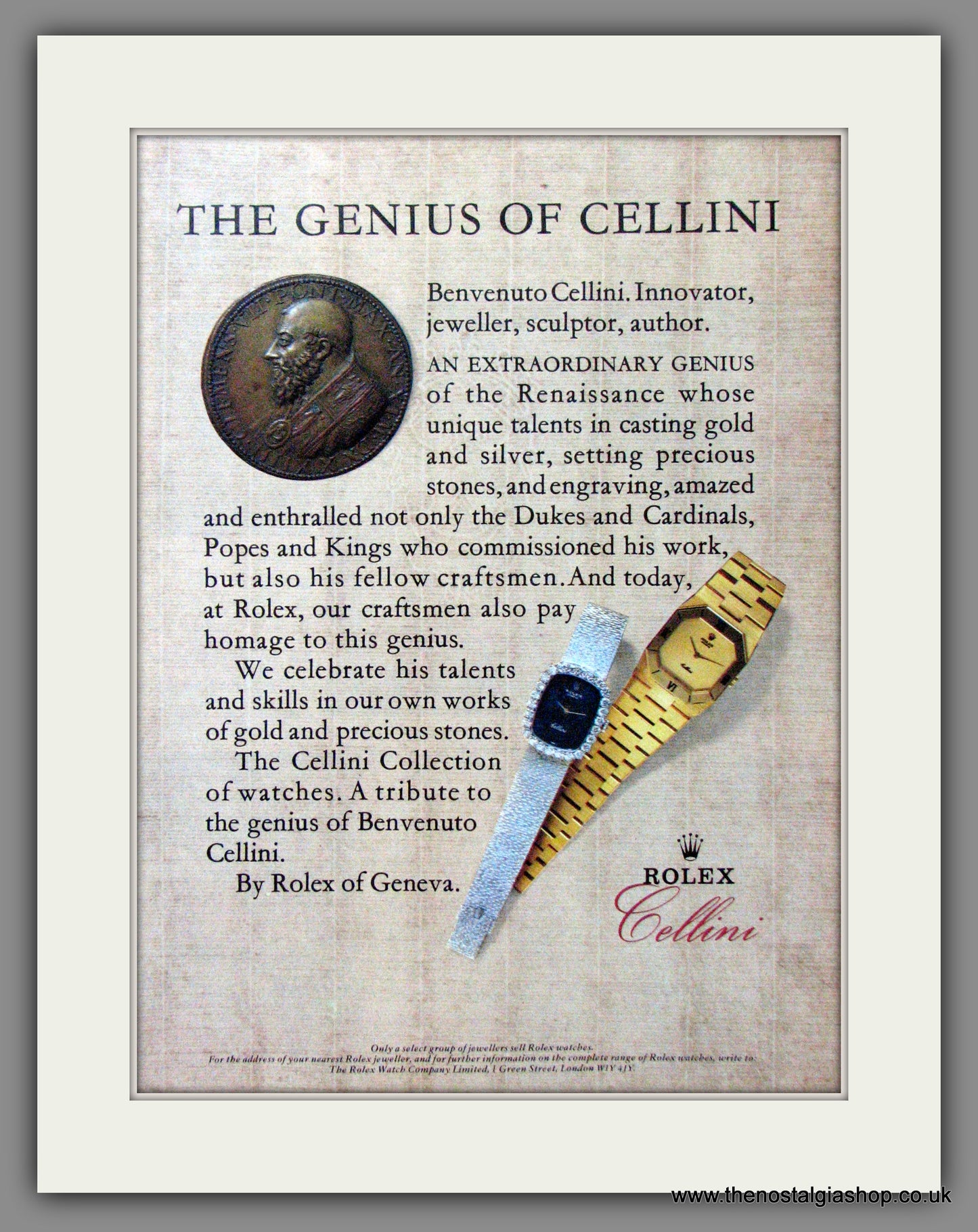 Rolex Cellini Watches . Original Advert 1984 (ref AD54339)