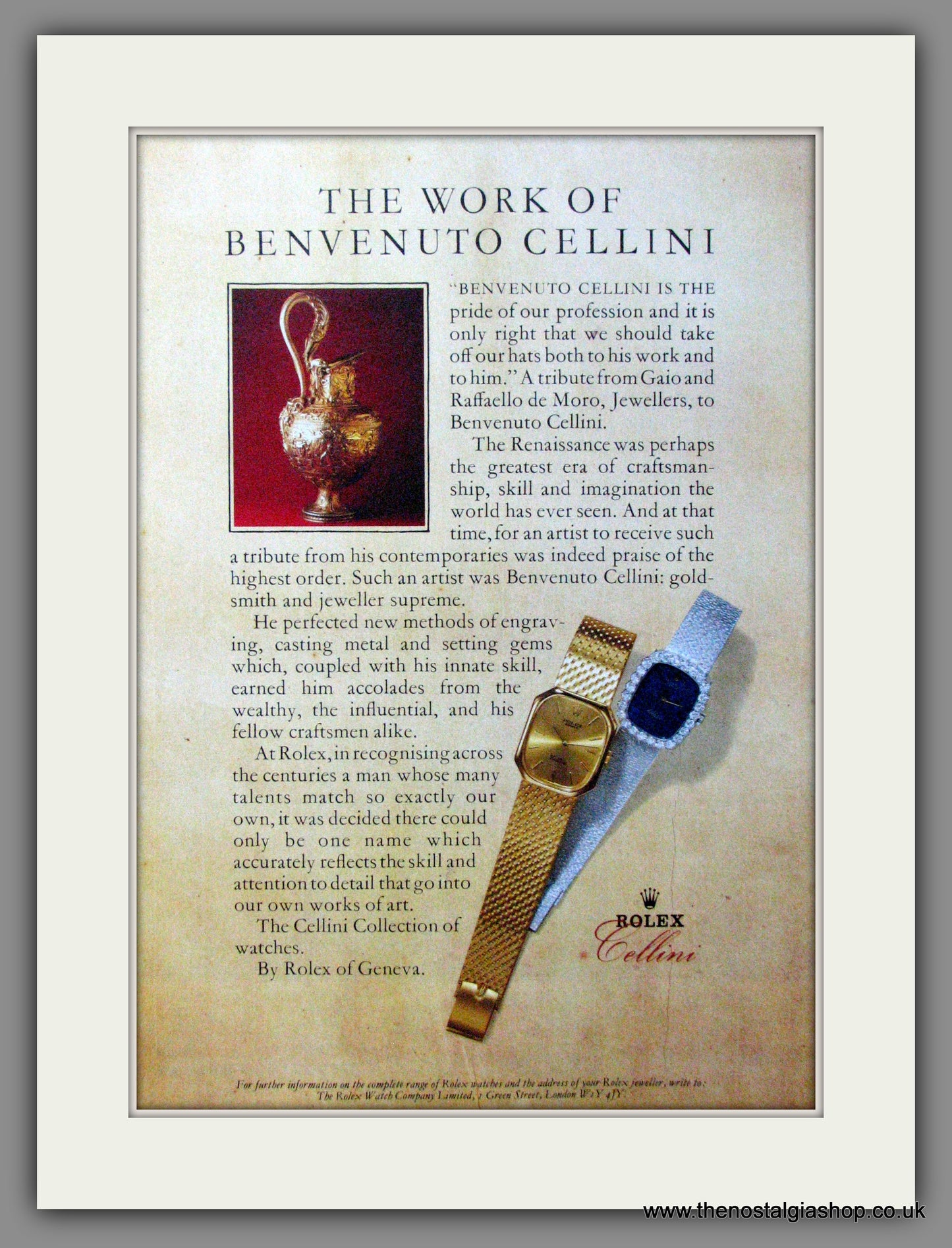 Rolex Cellini Watches . Original Advert 1982 (ref AD54340)