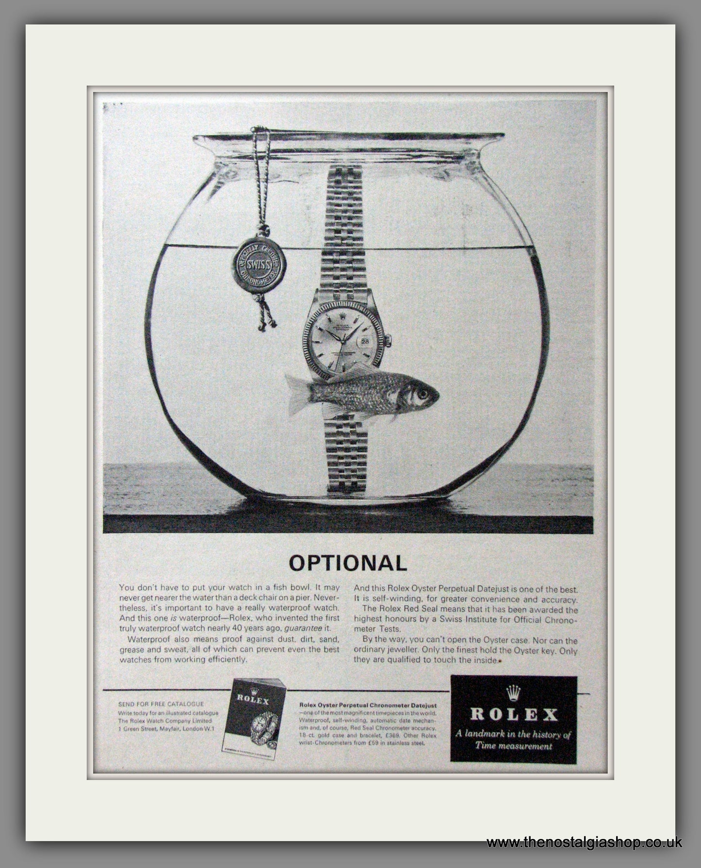 Rolex Watch. Oyster Perpetual Datejust Original Advert 1964 (ref AD54343)