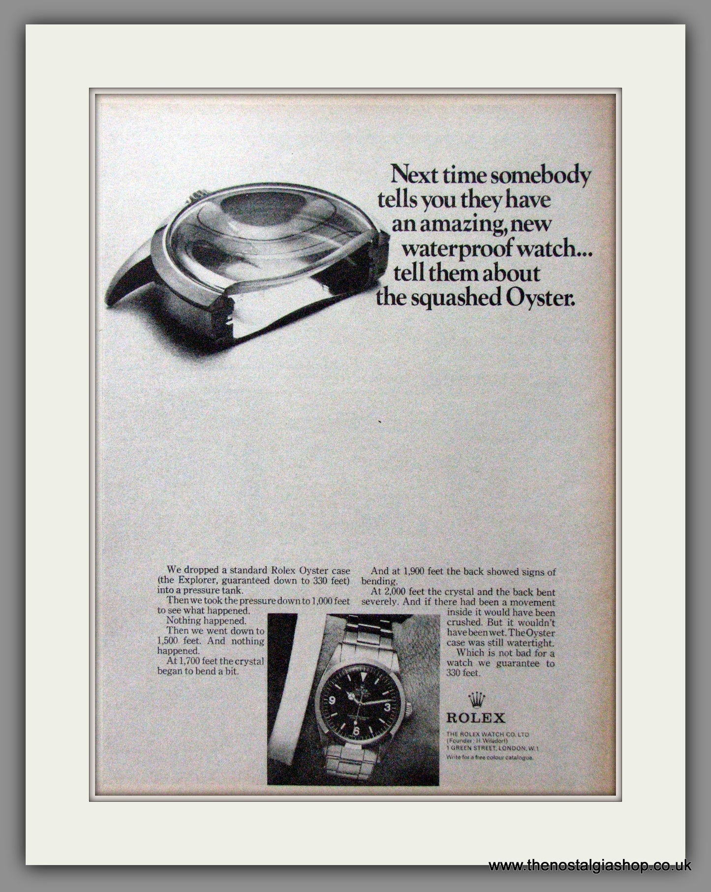 Rolex Watches. Oyster Case. Original Advert 1969 (ref AD54344)