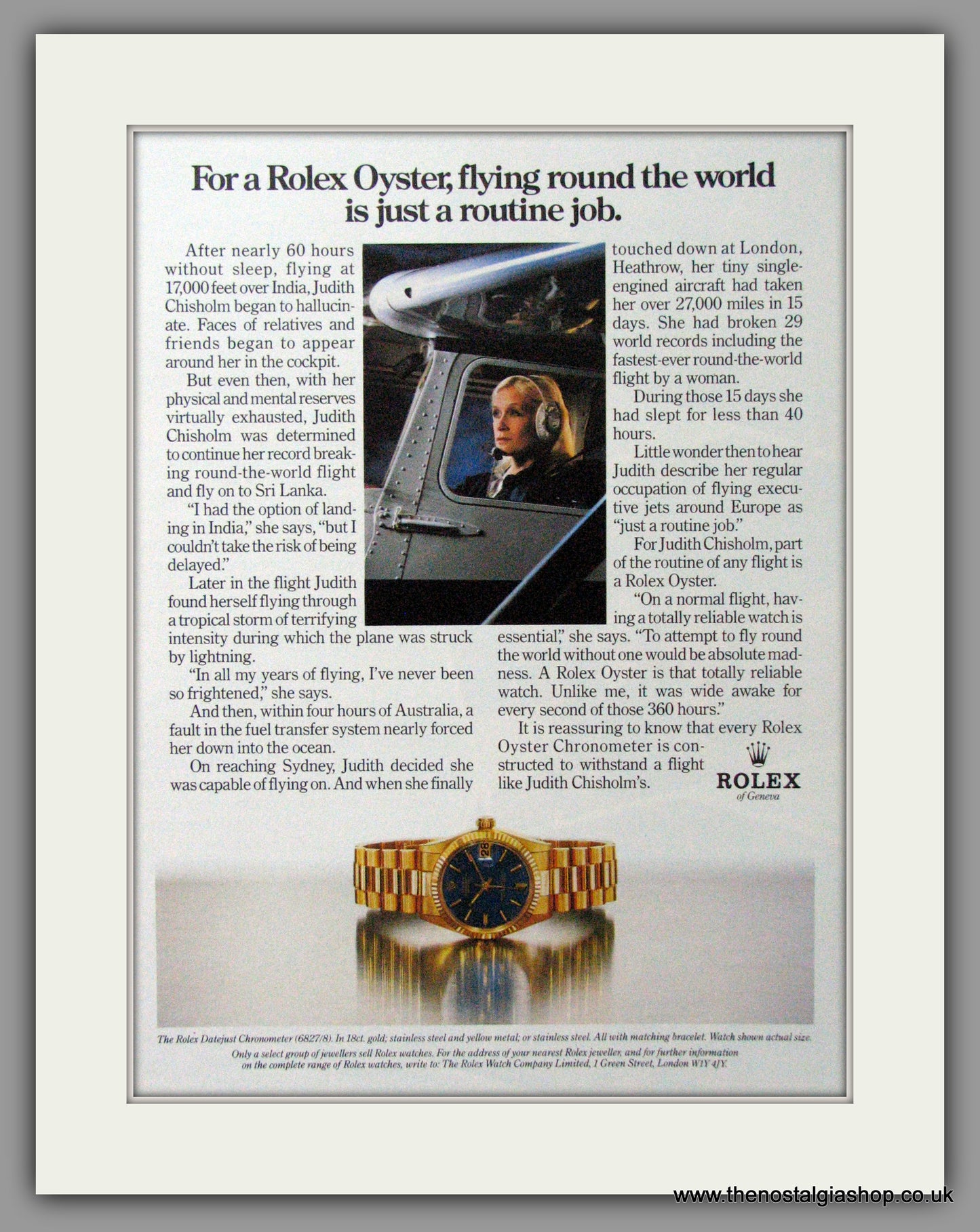 Rolex Watches. Flying Round The World. Original Advert 1985 (ref AD54348)