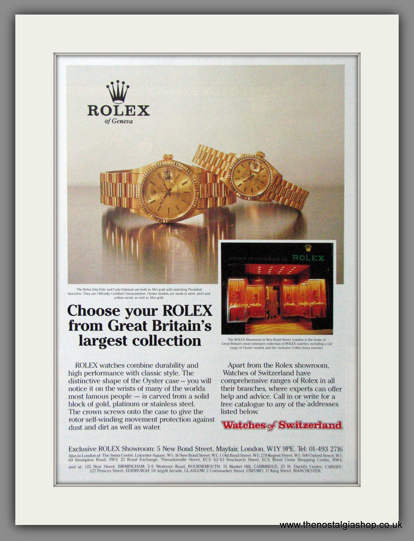 Rolex of Geneva. Original Advert 1988 (ref AD54463)