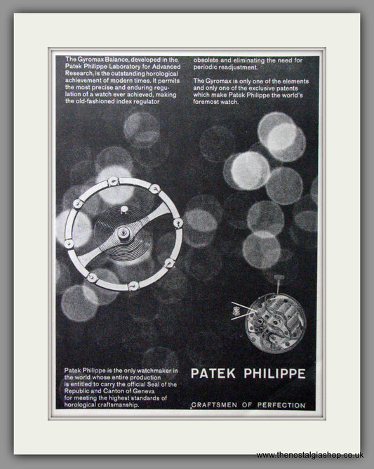Patek Philippe. Craftsmen of Perfection. Original Advert 1962 (ref AD54361)