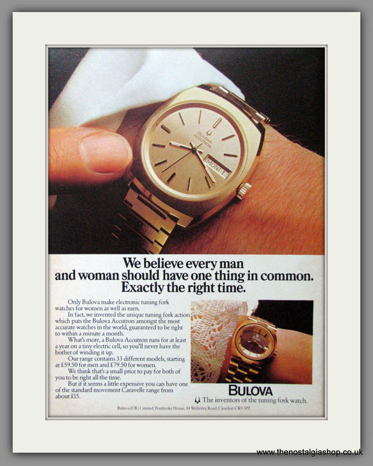 Bulova Accutron Watch. Original Advert 1970's (ref AD54470)