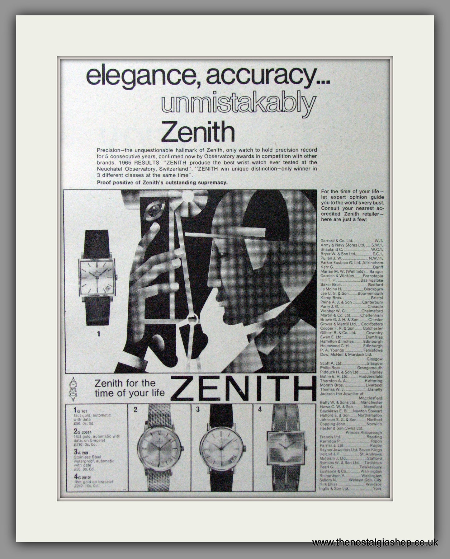 Zenith Watches. Original Advert 1965 (ref AD54472)