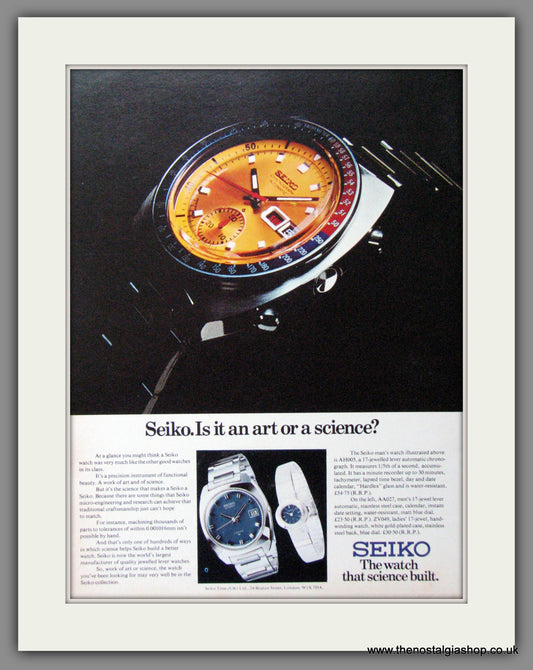 Seiko Watches. Art or Science. Original Advert 1972 (ref AD54476)