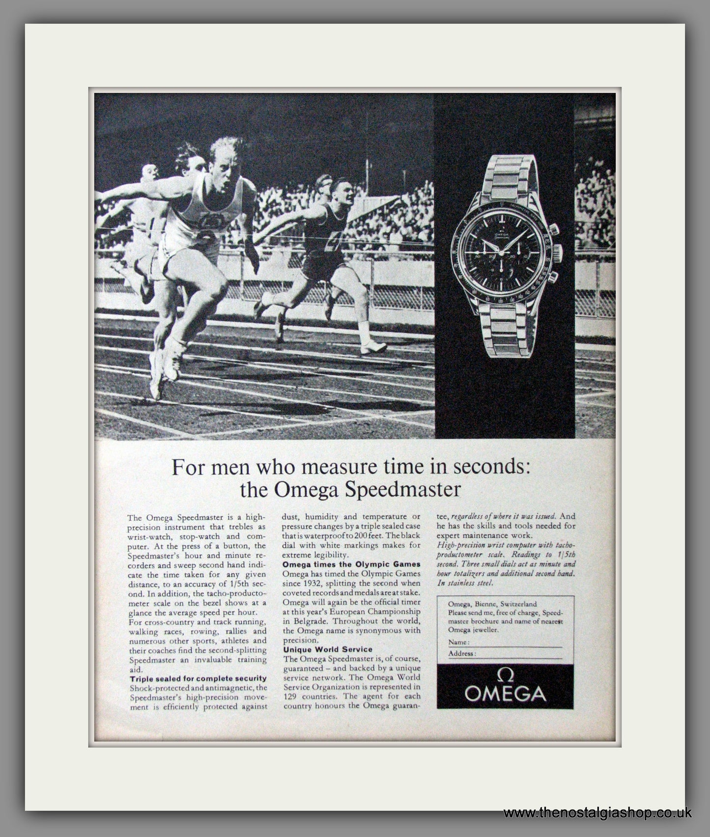 Omega Speedmaster. Original Advert 1962 (ref AD54401)