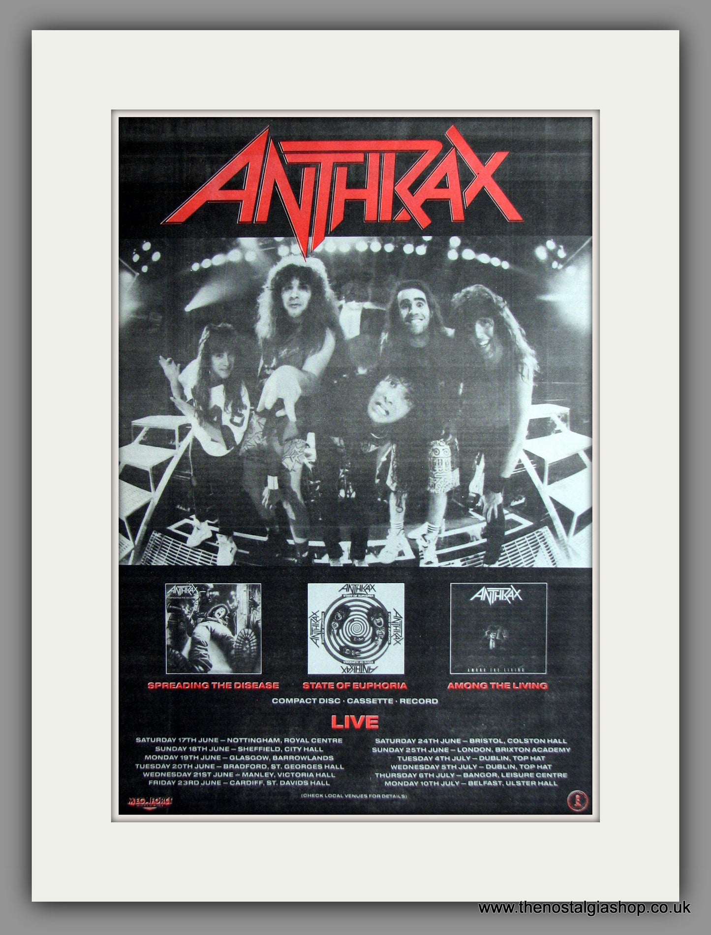 Anthrax. UK Tour Dates. Original Advert 1989 (ref AD11490)