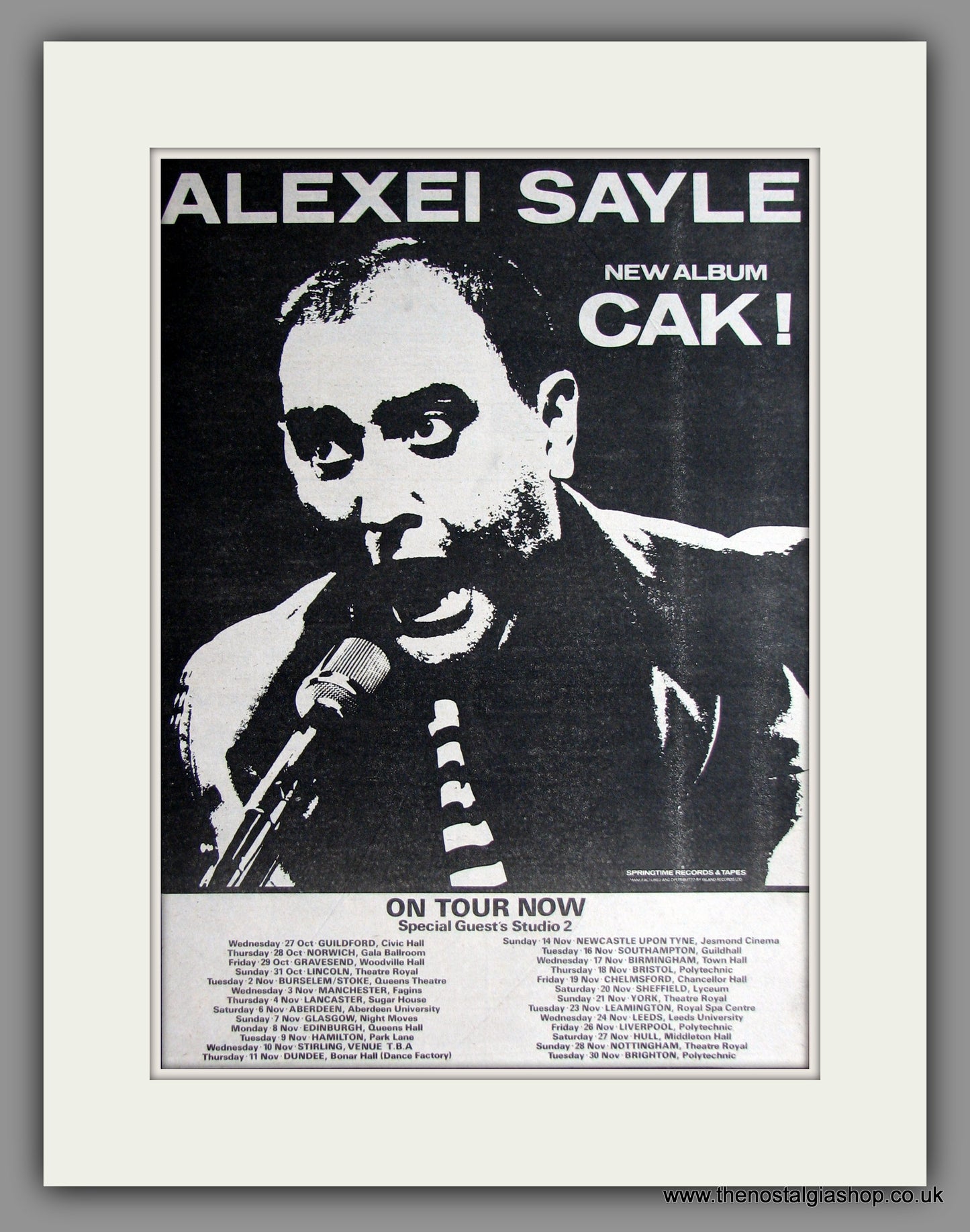 Alexei Sayle. Cak! UK Tour Dates. Original Advert 1982 (ref AD11492)