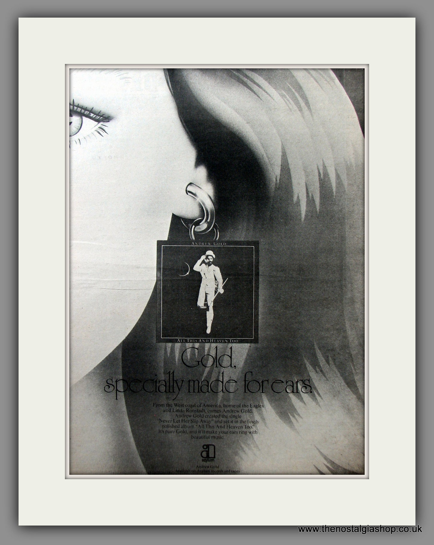 Andrew Gold. All This And Heaven Too. Original Advert 1978 (ref AD11510)