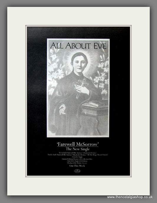 All About Eve. Farewell Mr. Sorrow. Original Advert 1991 (ref AD11524)
