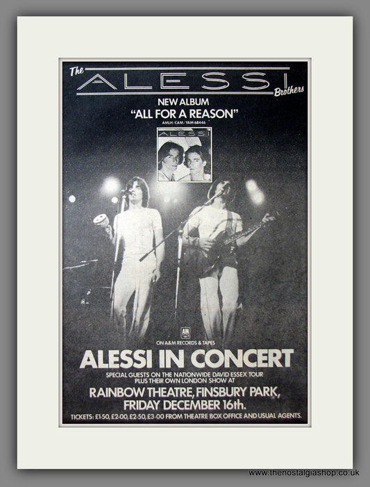 Alessi Brothers. All For A Reason. Original Advert 1977 (ref AD11527)