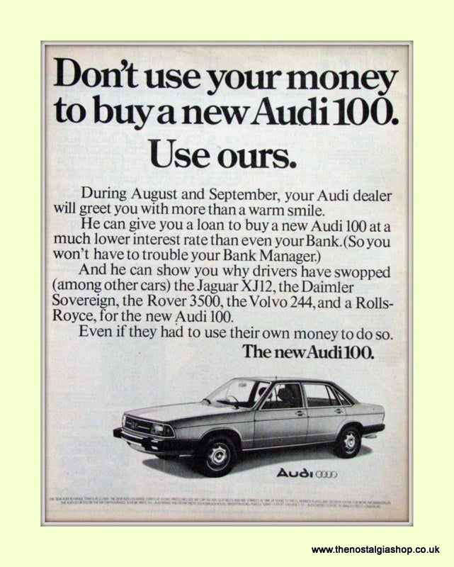 Audi 100 Original Advert 1977 (ref AD6785)