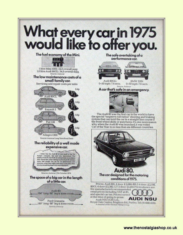 Audi 80 Original Advert 1975 (ref AD6788)