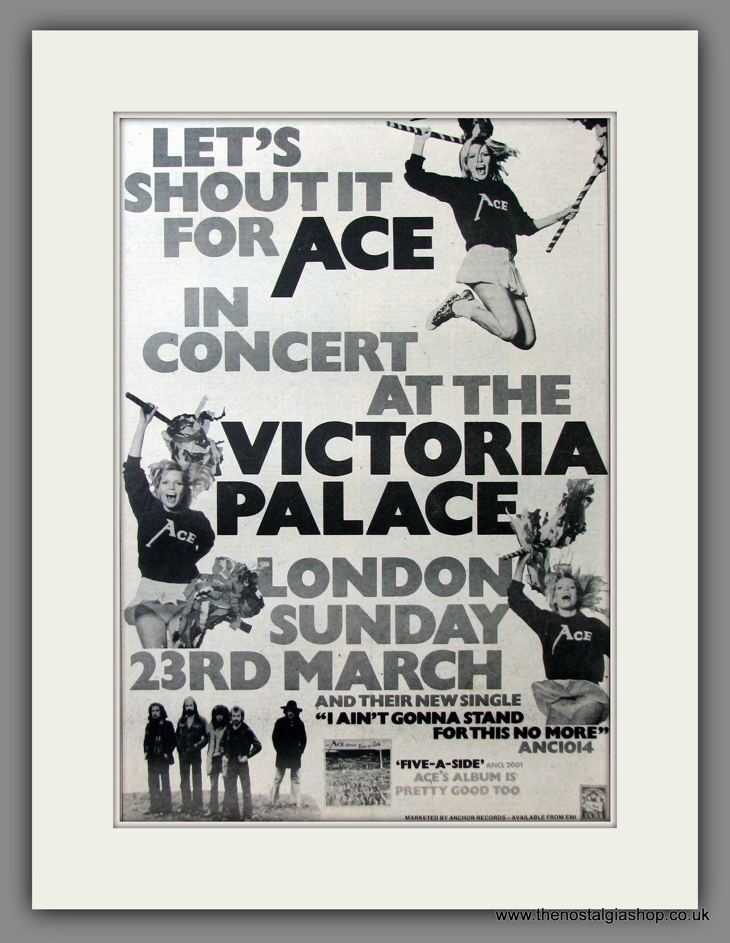 Ace. In Concert at the Victoria Palace. Original Advert 1975 (ref AD11562)