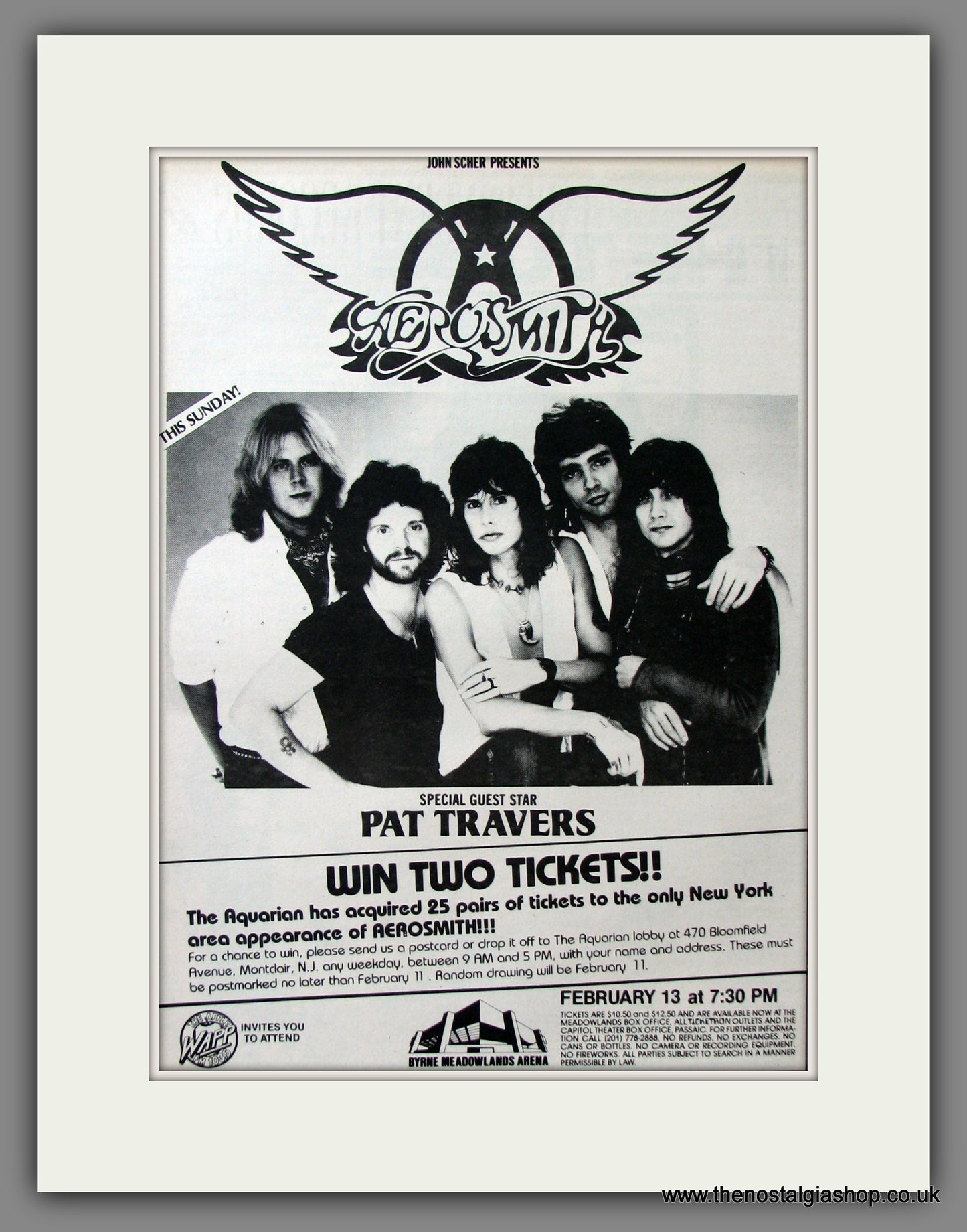 Aerosmith & Pat Travers in concert Byrne Meadowlands Arena USA. Original Advert 1983 (ref AD11563)