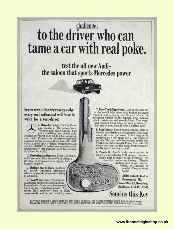 Audi Vintage Advert 1966 (ref AD6950)