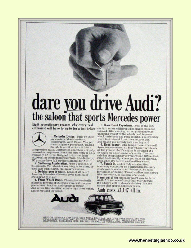 Audi Vintage Advert 1966 (ref AD6951)