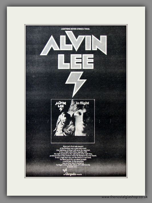 Alvin Lee. In Flight. Original Advert 1974 (ref AD11567)