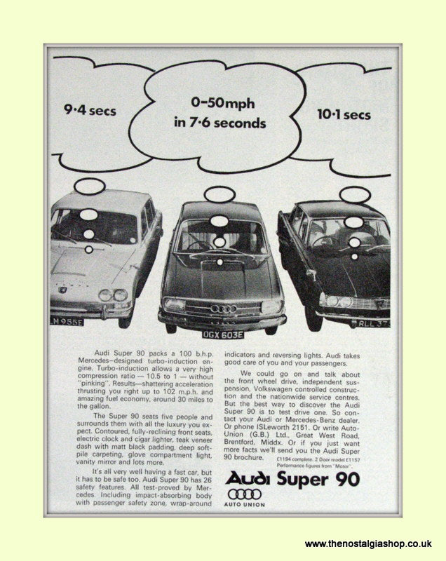 Audi Super 90 Vintage Advert 1967 (ref AD6954)