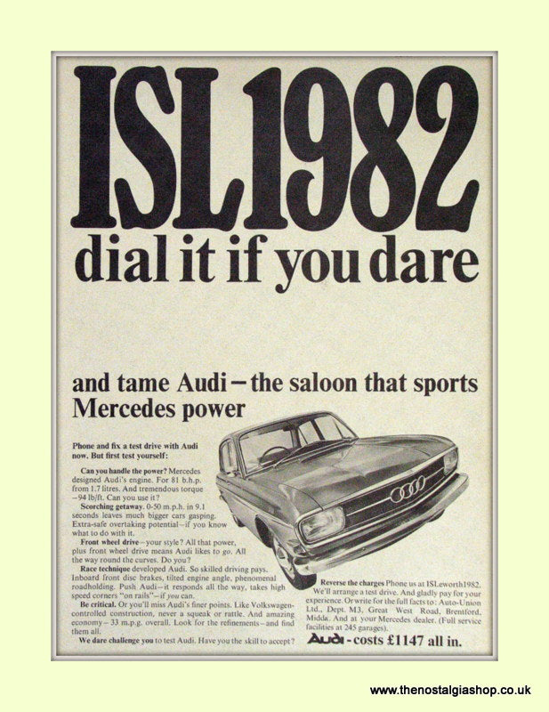 Audi  Vintage Advert 1966 (ref AD6955)