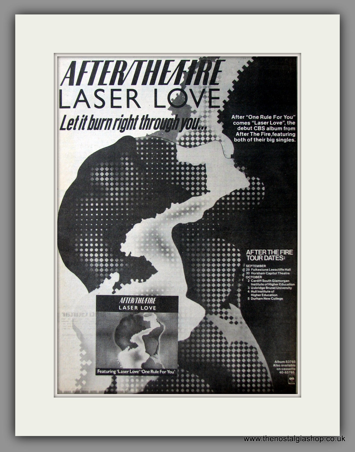 After The Fire. Laser Love. UK Tour Dates. Original Advert 1979 (ref AD11572)