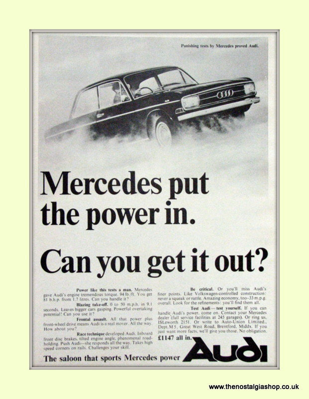 Audi Mercedes Vintage Advert 1966 (ref AD6959)