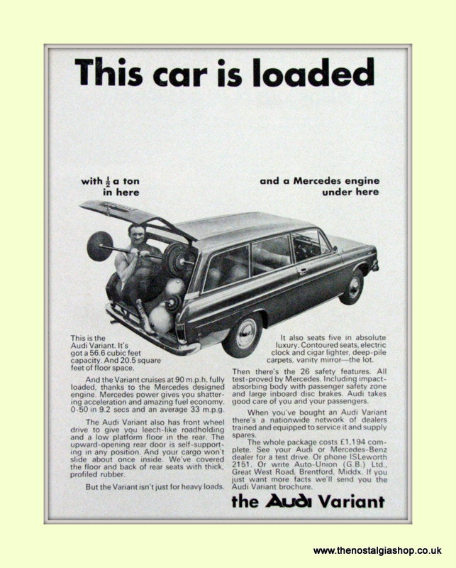 Audi Variant Vintage Advert 1967 (ref AD6960)