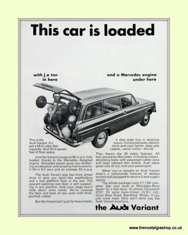 Audi Variant Vintage Advert 1967 (ref AD6960)