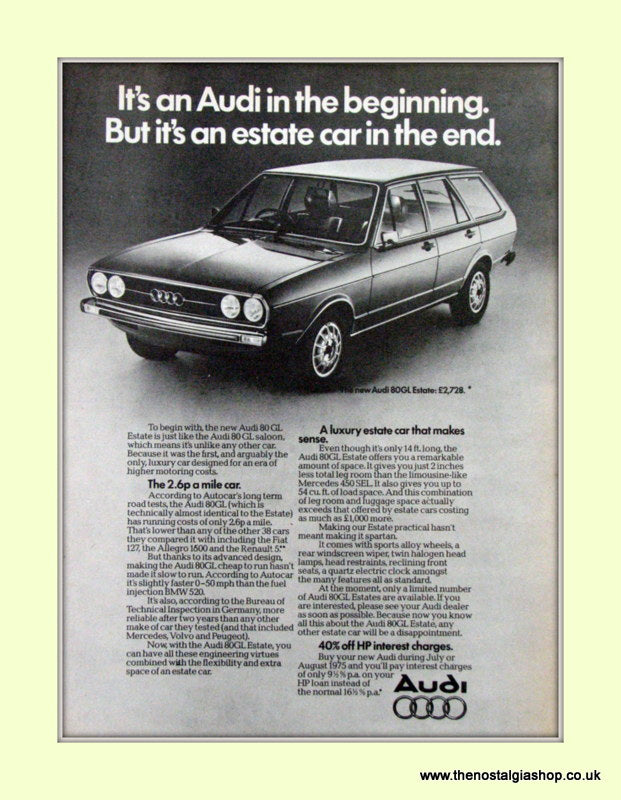 Audi 80GL Estate Vintage Original Advert 1975 (ref AD6961)
