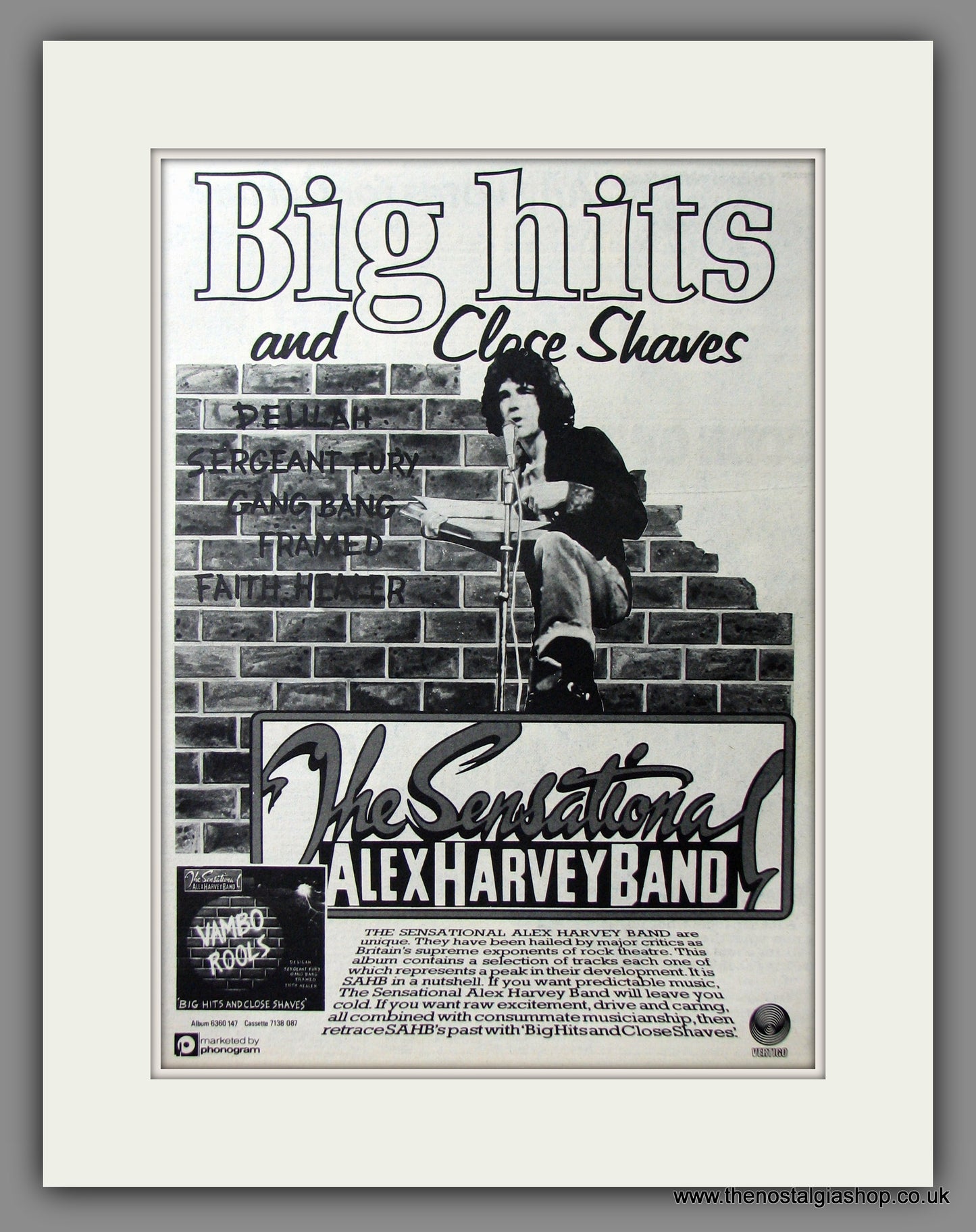 Alex Harvey Band (The Sensational). Big Hits. Original Advert 1977 (ref AD11578)