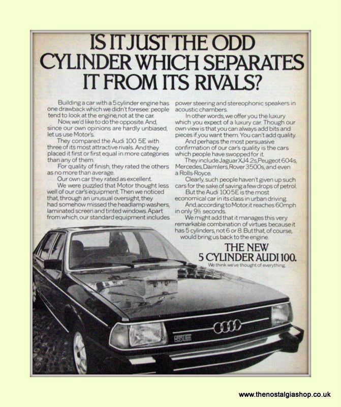Audi 100 5 Cylinder Vintage Original Advert 1978 (ref AD6963)