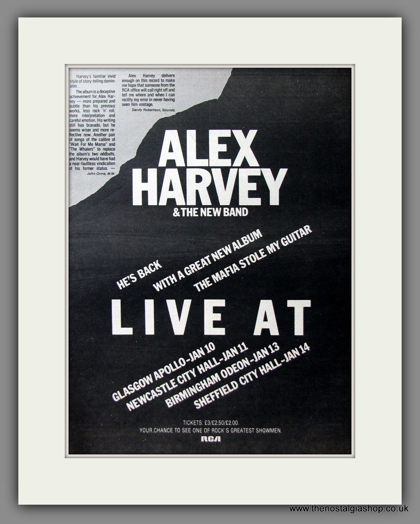 Alex Harvey & The New Band. The Mafia Stole My Guitar. Original Advert 1980 (ref AD11591)