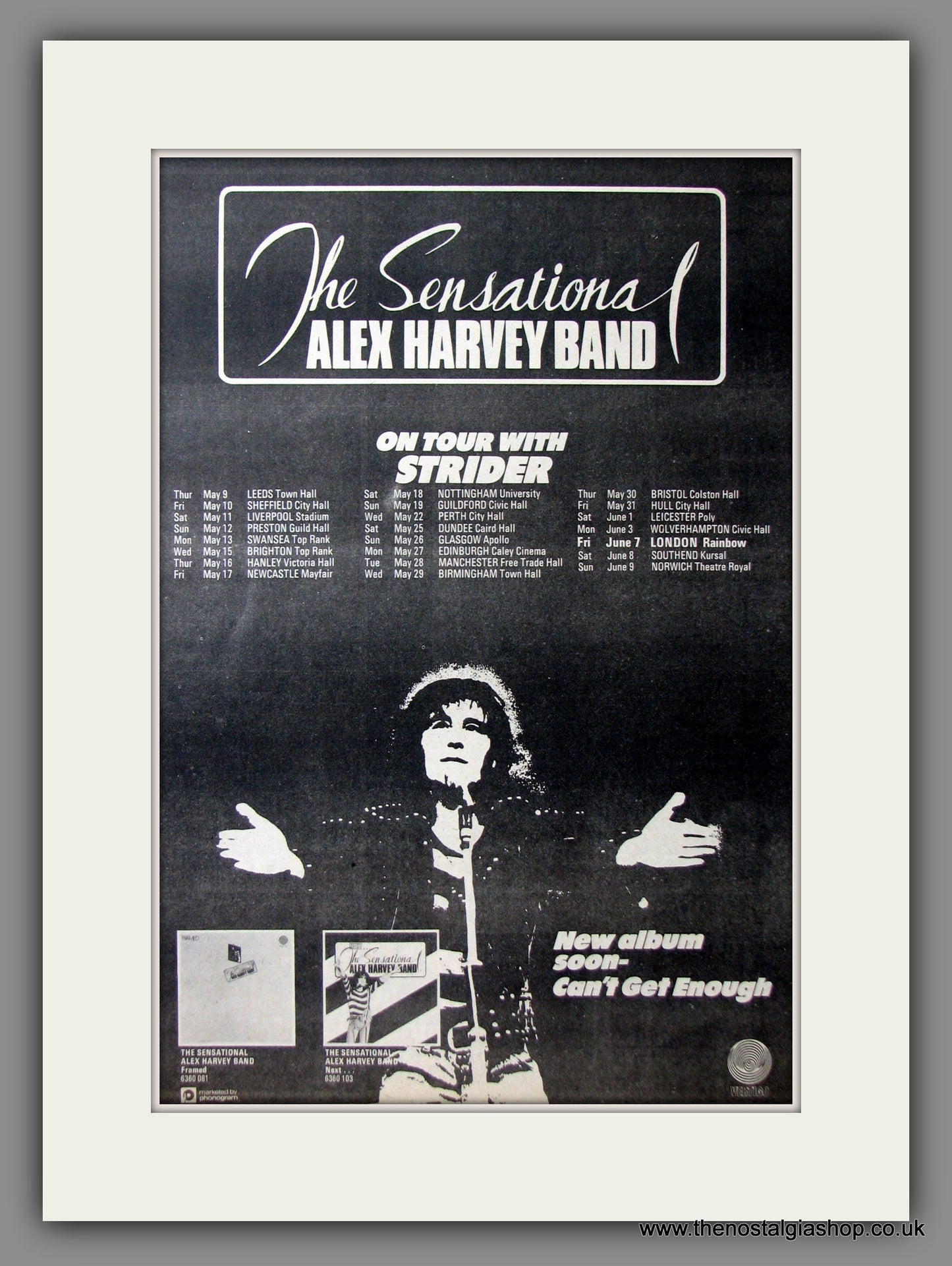 Alex Harvey Band (The Sensational). UK Tour '74. Original Advert 1974 (ref AD11580)